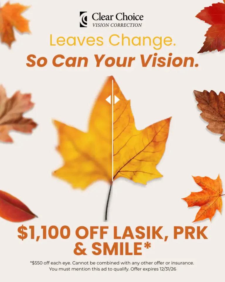 $1,100 OFF LASIK, PRK, and SMILE